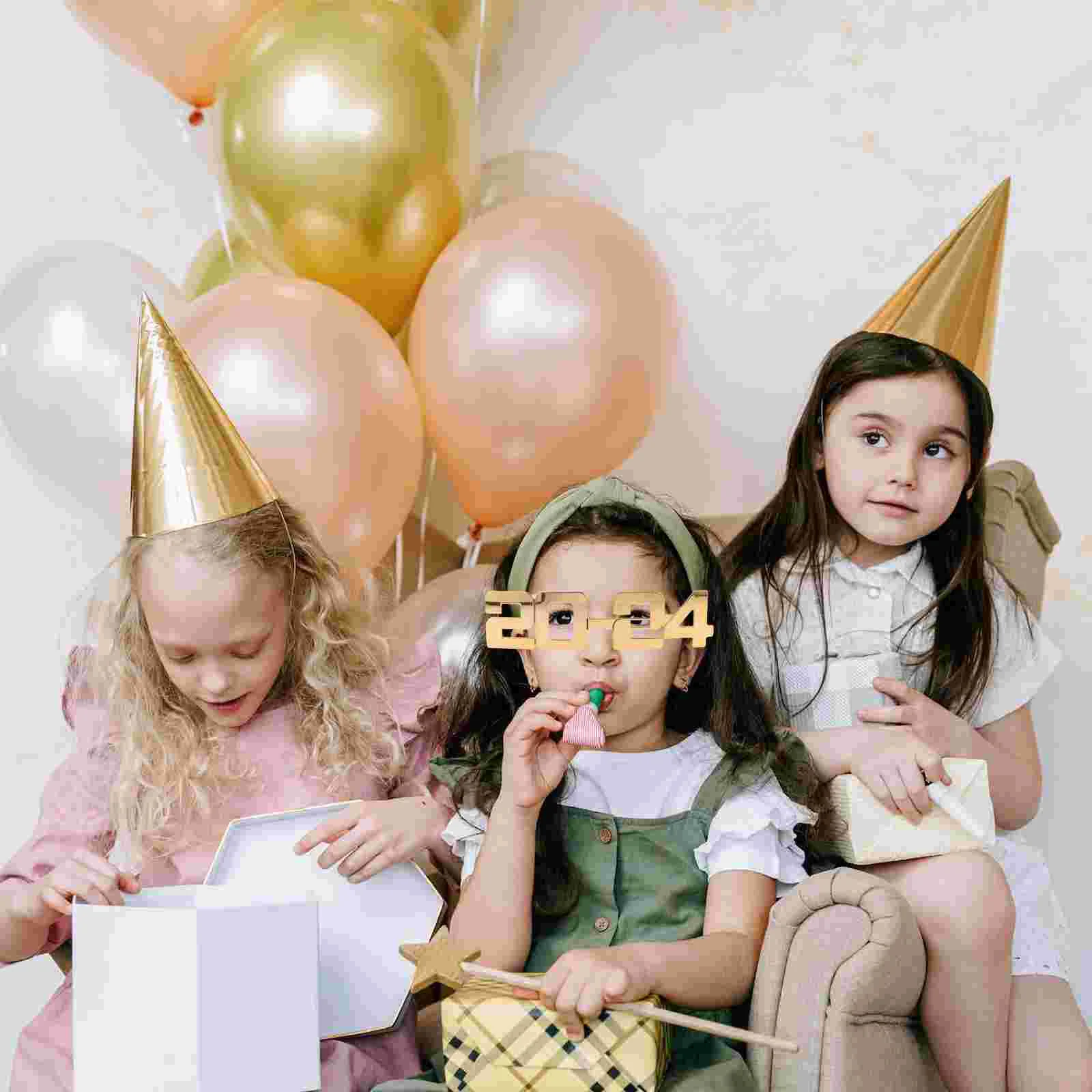 

New Year Items Gold Glasses Number Funny Party Use Eyewear 2024 Sunglasses Plastic Props Decoration