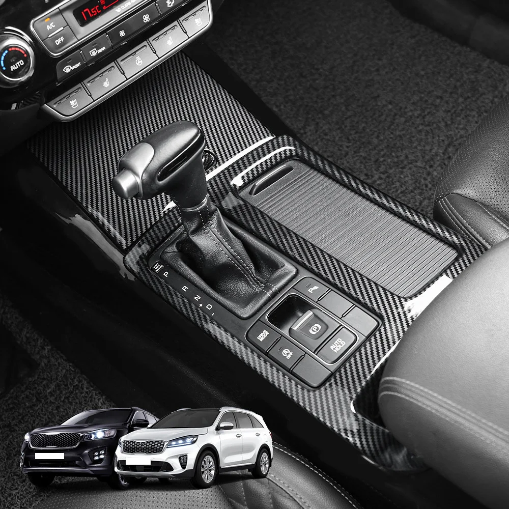 Центральная консоль из углеродного волокна с отделкой под дерево для Kia Sorento 2016-2020