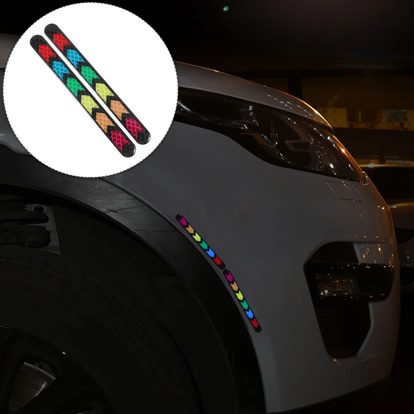 

2 Pcs Colorful Reflective Car Stickers Auto Scratch 3d High Beam Dog Adhesive Reflected Epoxy Warning Bumper