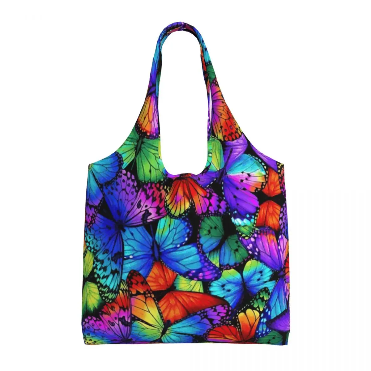 

Красочная сумка для покупок с бабочками, крыльями бабочек, искусство, животные, подарки для студентов, многоразовые Офисные Сумки из полиэстера