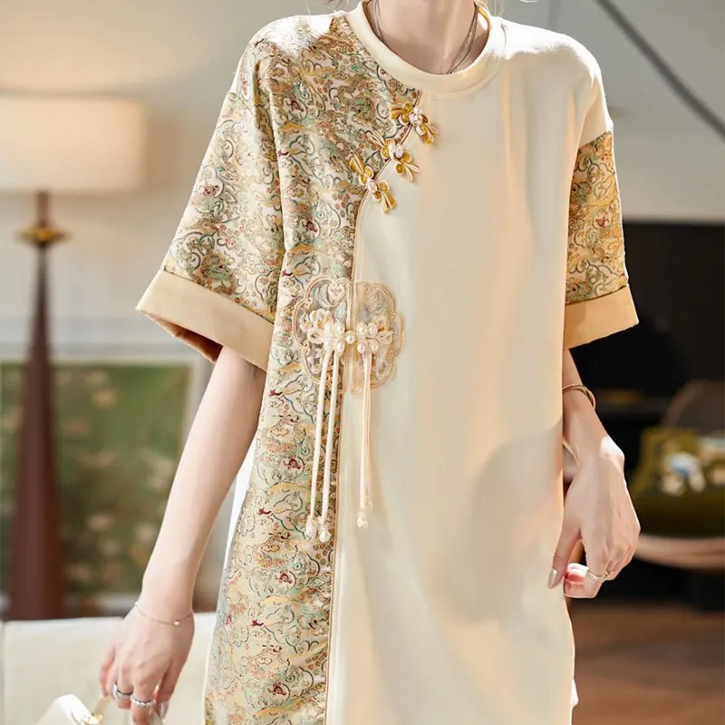 Пуловеры с вышивкой в виде дисков и пряжками лето 2024 женская одежда винтажным