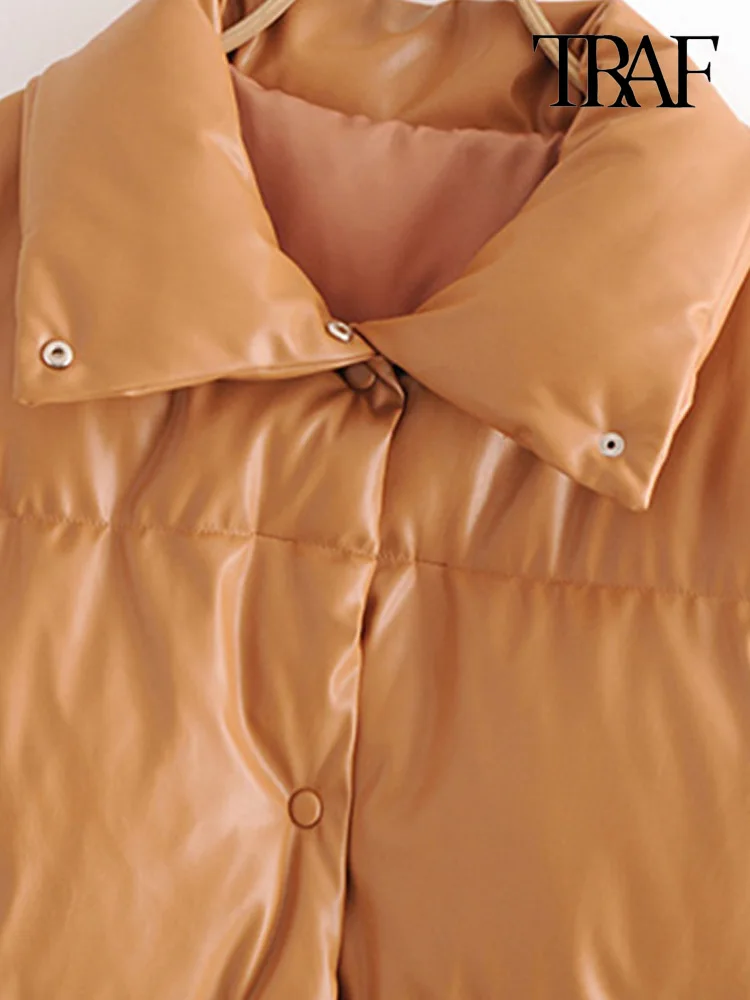 Куртка женская из искусственной кожи с длинным рукавом и карманами | Женская