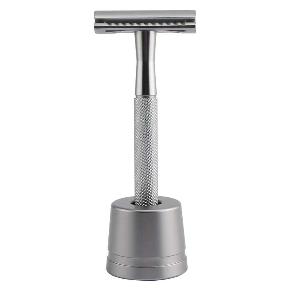 

Men'S Classic Double-Sided Manual Razor Long Handle Safety Razors Shaver Set Waterproof No Rust with 5 Pcs Blades-D