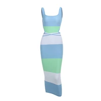 2022 summer new sling striped color matching backless strappy knitted woolen dress women robe traf dressesfor women