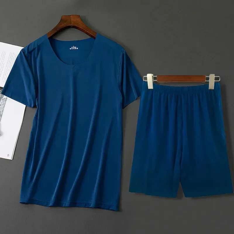 

Шелковая повседневная домашняя одежда для сна из 2 предметов, пижамные штаны, мужской однотонный комплект, пижама, ледяной костюм, ночная одежда для сна, летняя Пижама, одежда, рубашка