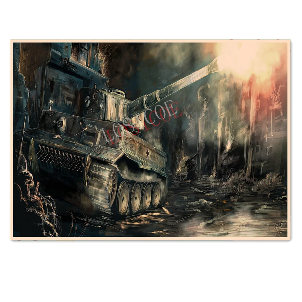 

Tank Shooting WW II Poster Wall Picture Vintage GER Wehrmacht Military Artwork Print Painting Wall Decor For Bedroom Living Room