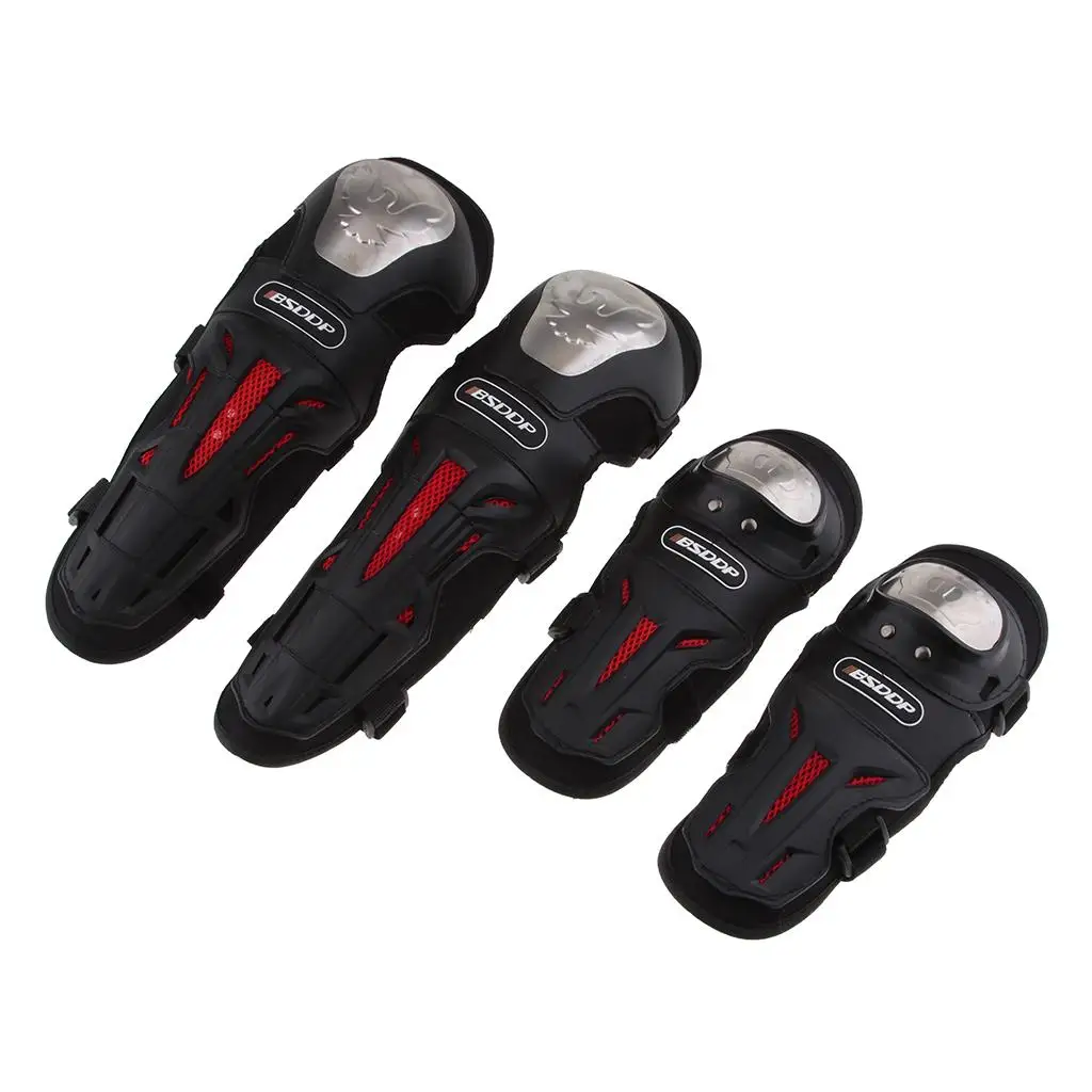 

4 packs Knee Shin Guards Skating Cycling Protective Brace Elbow Knee Support Pad for Both Men and Women