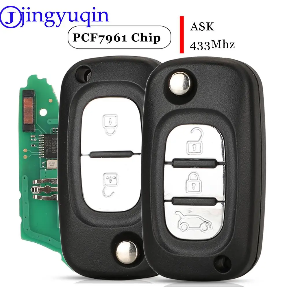 Jingyuqin 2/3 Buttons ASK Remote Key Fob 433Mhz ID46 Pcf7961 Chip For Mercedes-Benz Smart Citan | Car