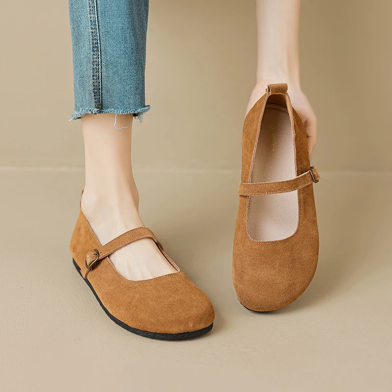 AIYUQI Mary Jane Women Genuine Leather 2023 New Large Size 41 42 43 Women's Flats Casual Spring Shoes Women