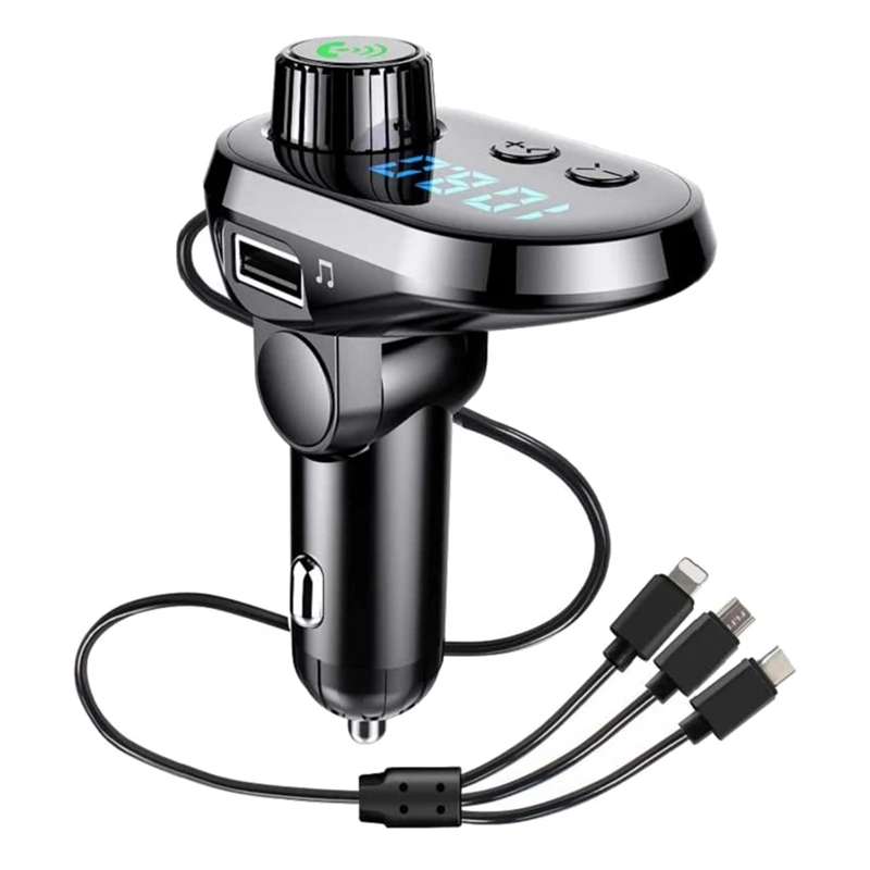 

FM-радиоприемник Bluetooth 5,0, многофункциональный автомобильный комплект громкой связи, адаптер с зарядным кабелем для мобильного телефона Android...