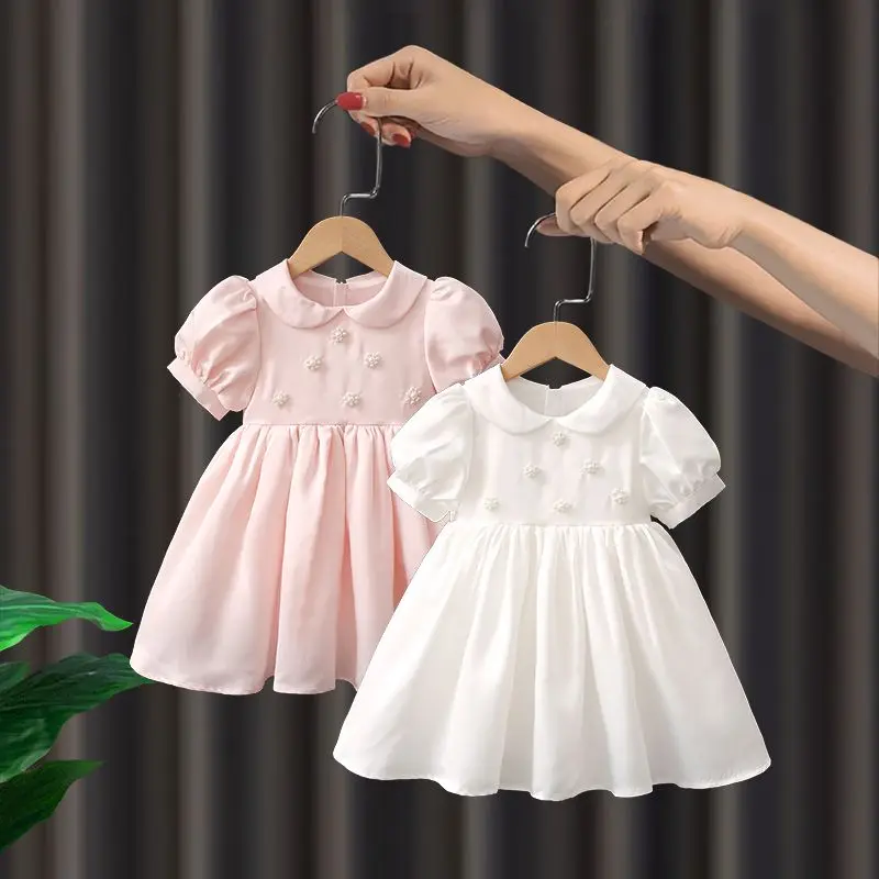 

Женское летнее платье с коротким рукавом, с отложным воротником