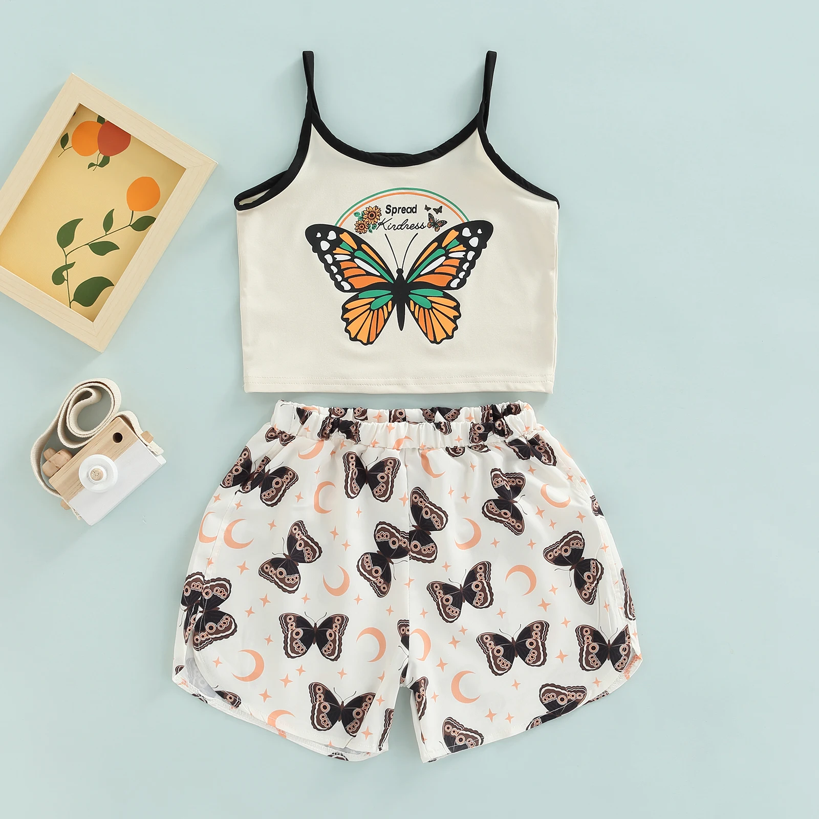 

Летняя детская одежда для девочек Citgeett, блузка + шорты, повседневный комплект одежды