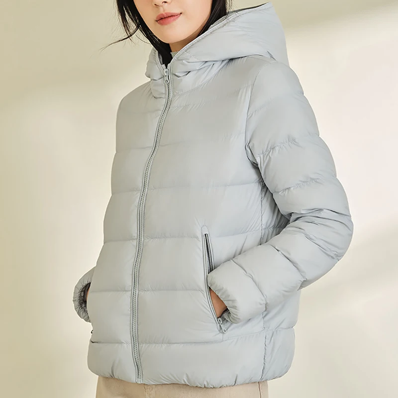 90% Ultra-light Plus Size Thin Down Jacket Women 2022 Autumn Winter Slim Short Hooded Warm White Duck Down Coat Women Outerwear