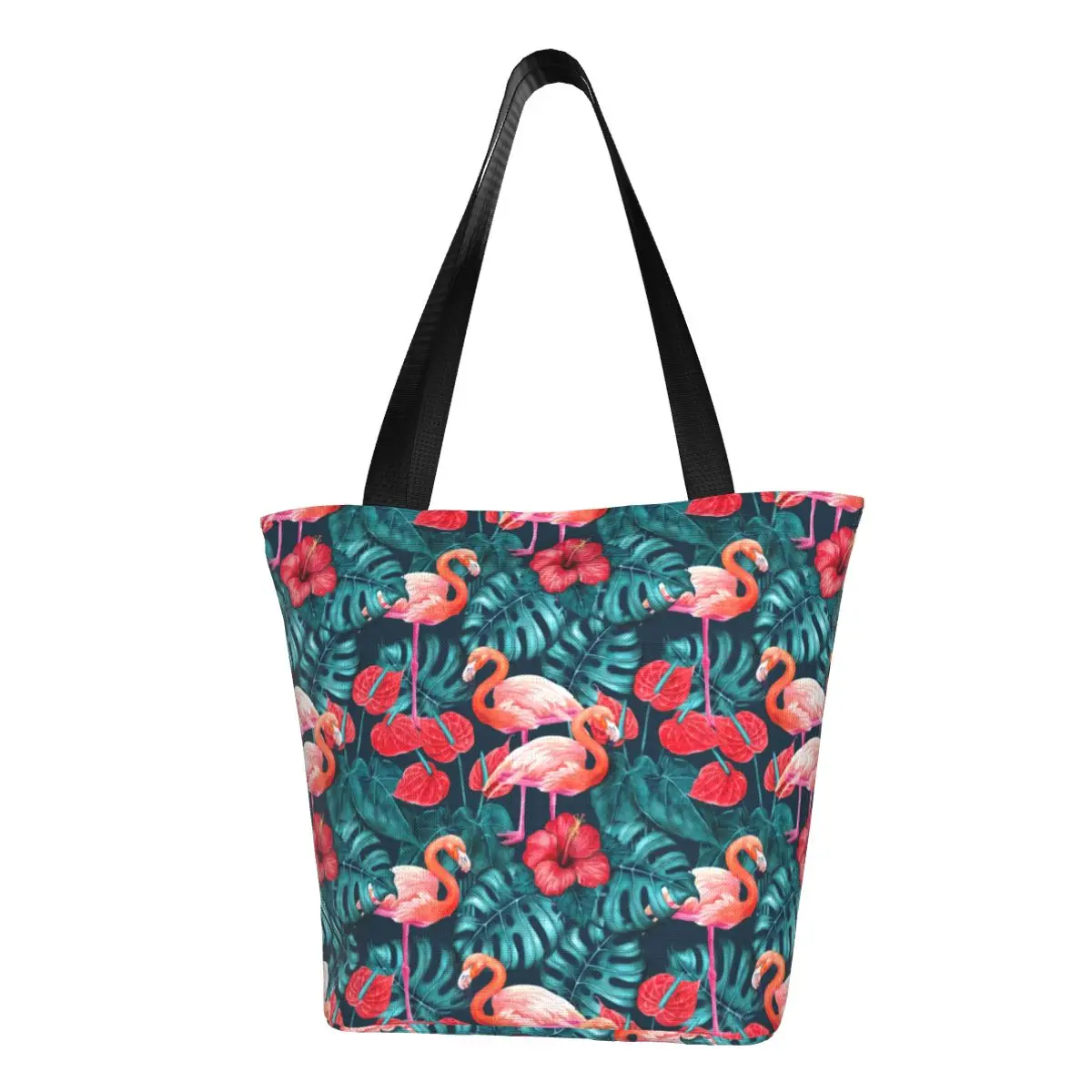 

Flamingo Birds Print Shopper Bag Tropical Garden Leisure Handbags Polyester Outdoor Tote Bag Women Graphic Design Shoulder Bag