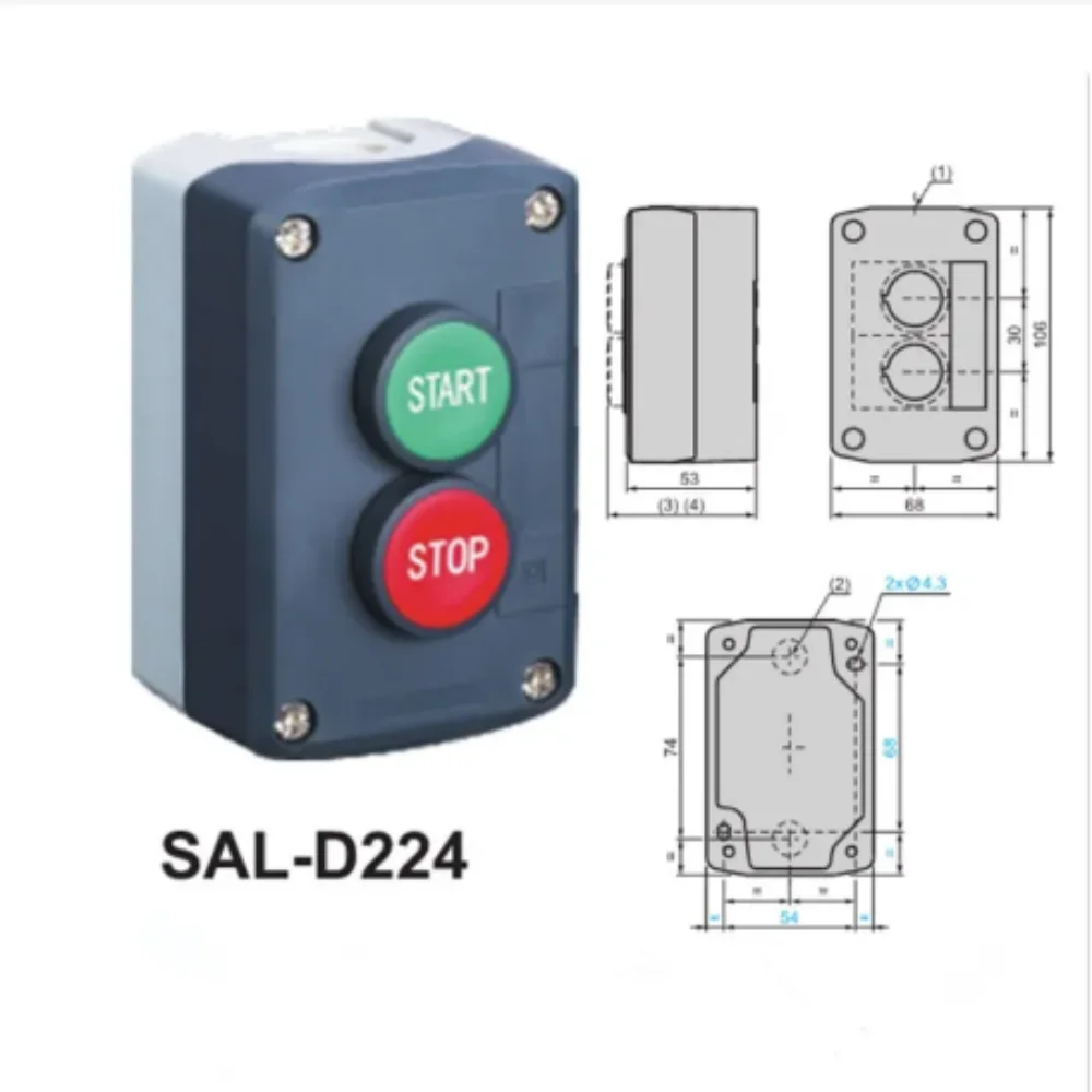 Водонепроницаемый блок управления, мгновенная кнопка, переключатель, станция IP65, остановка и запуск, зажим (LA68H-D XAL)-D224, возврат весны Водонепроницаемый блок управления, мгновенная кнопка, переключатель, станция IP65, остановка и запуск, зажим (LA68H-D XAL)-D224, возврат весны