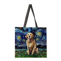 starry dog tote bag fashion travel bag ladies portable eco friendly shopping high quality foldable handbag ladies
