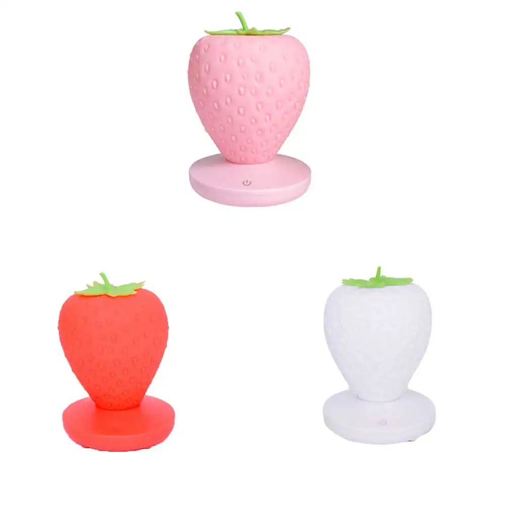 

LED Strawberry Night Light Cute Rechargeable Lamp Lighting Tool White