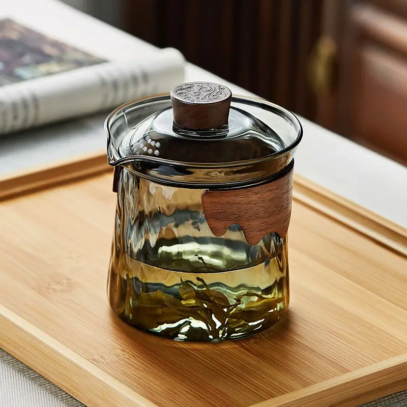 

Tea Black Glass Hand Anti-scalding Single Lid One Teapot Heat Bowl Tea Set Infuser Set Person Cup Pot Resistance Grab Filter Tea