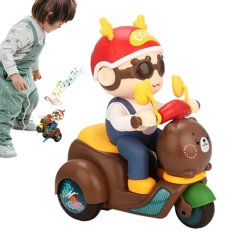 

Toddler Toy Motorcycles Dancing Toy Car Rotating Stunt Tricycle Cartoon Bear Stunt Tricycle With Lights Music Interactive Toys
