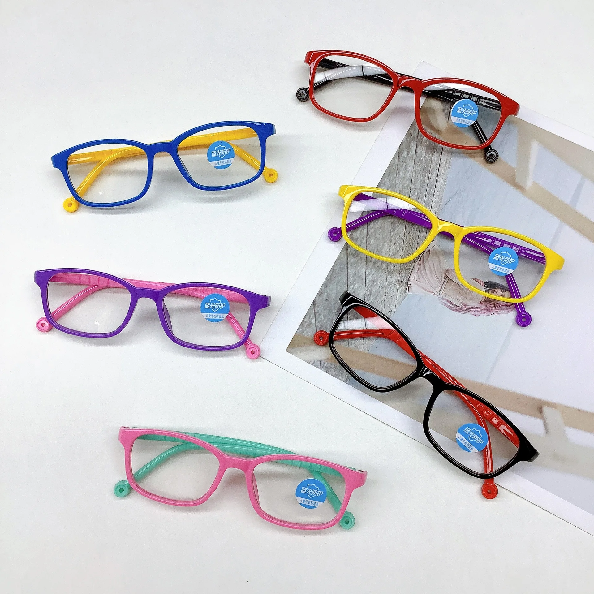 

Fashion children's square frame online class baby eye protection anti-blue light glasses no degree anti-ultraviolet flat glasses