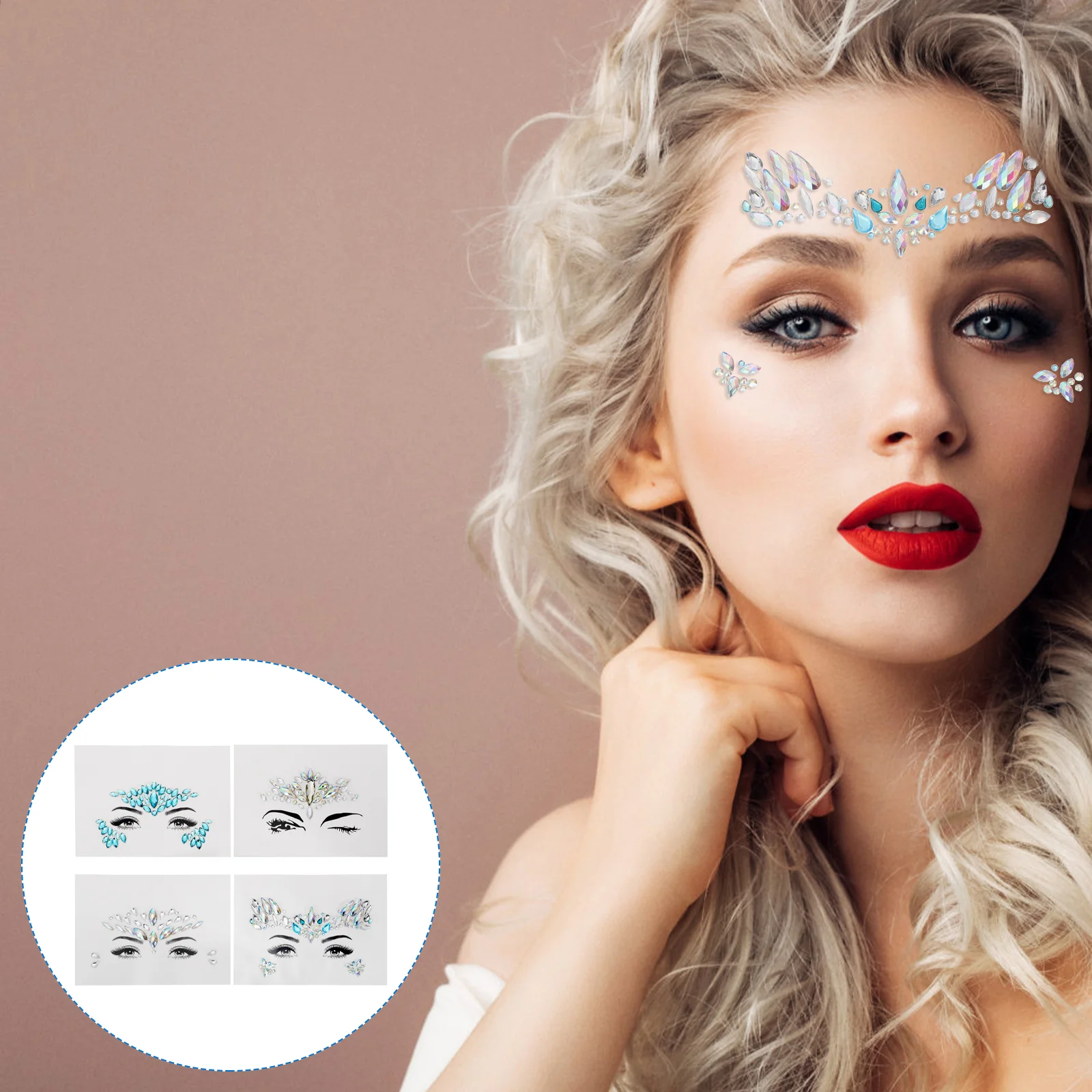 

4pcs Face Jewels Face Gems Glitter Rhinestone Tattoos Crystal Stickers