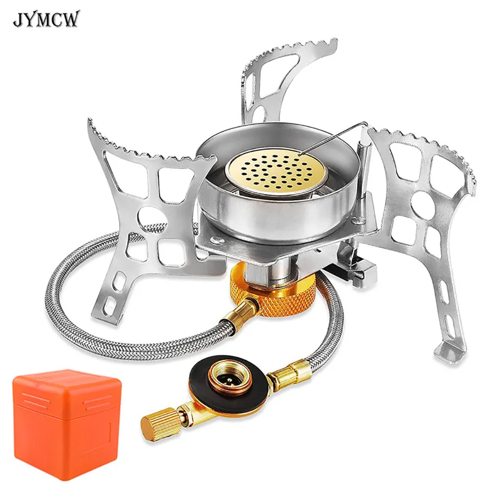 

JYMCW Outdoor Windproof Gas Stove Camping Gas Burner Folding Split Electronic Stoves Tourist Equipment for Hiking 3900W