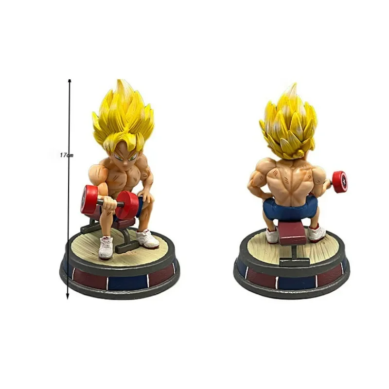 

17cm Dragon Ball Z Son Goku Kakarot Super Saiyan Fitness Dumbbell Action Figurine Statue Decoration Ornaments Model Toys Gift