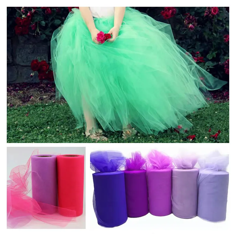 

15CM 25 Yards Super Soft Tulle Roll Mesh Net Fabric Shower For Tutu Skirt Table Runner Wedding Chair Decor DIY Party Costume
