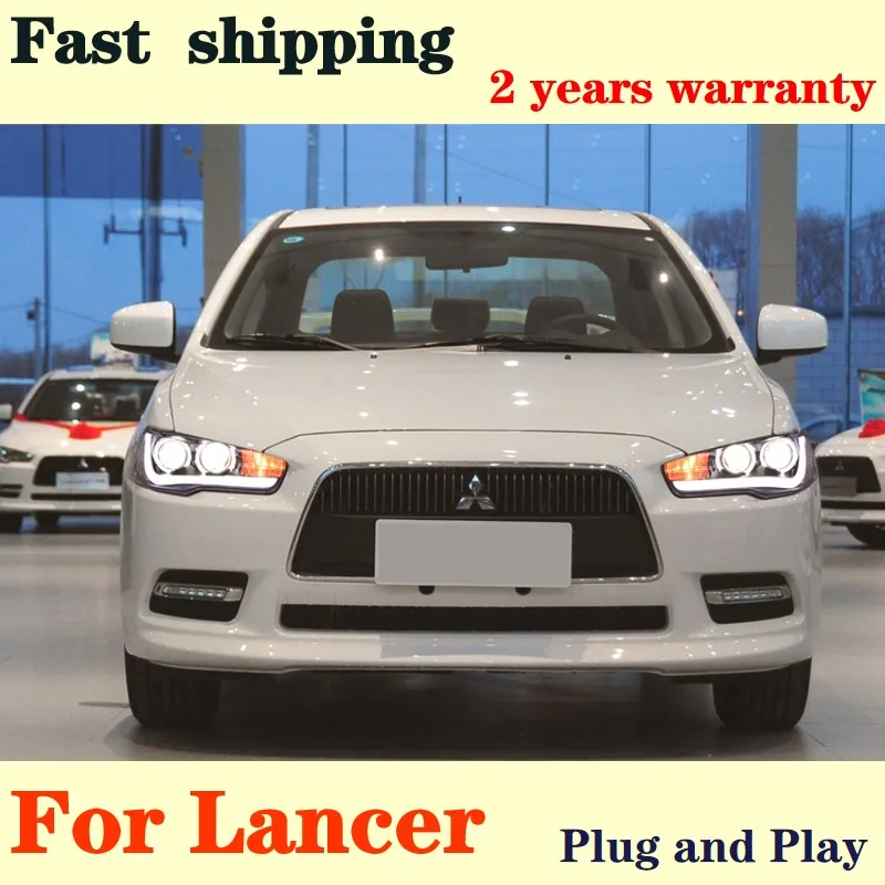 

Передняя фара для Mitsubishi Lancer, светодиодные фары 2009-2016, фары Lancer EX DRL, сигнал поворота, дальний свет, проектор Angel Eye