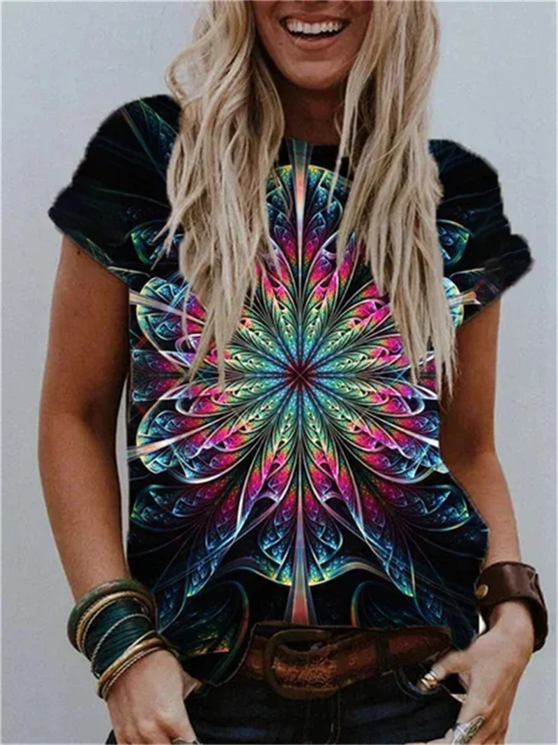 

Cool Vintage Female Shirt 3d Printed Clothes Ladies High Street Harajuku T-shirt Summer Short Sleeve Fashion Plus Size