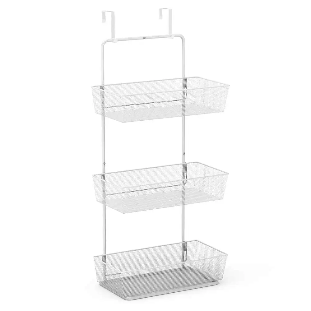 

No-Drilling Over-the-door Hanging Basket Organizer, 3-Tier Mesh Basket - White