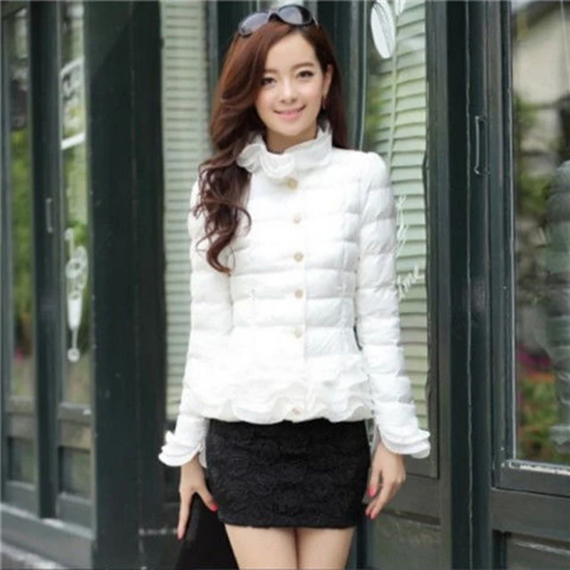 women's short padded jacket 2022 spring autumn ruffled new coat slim clothing