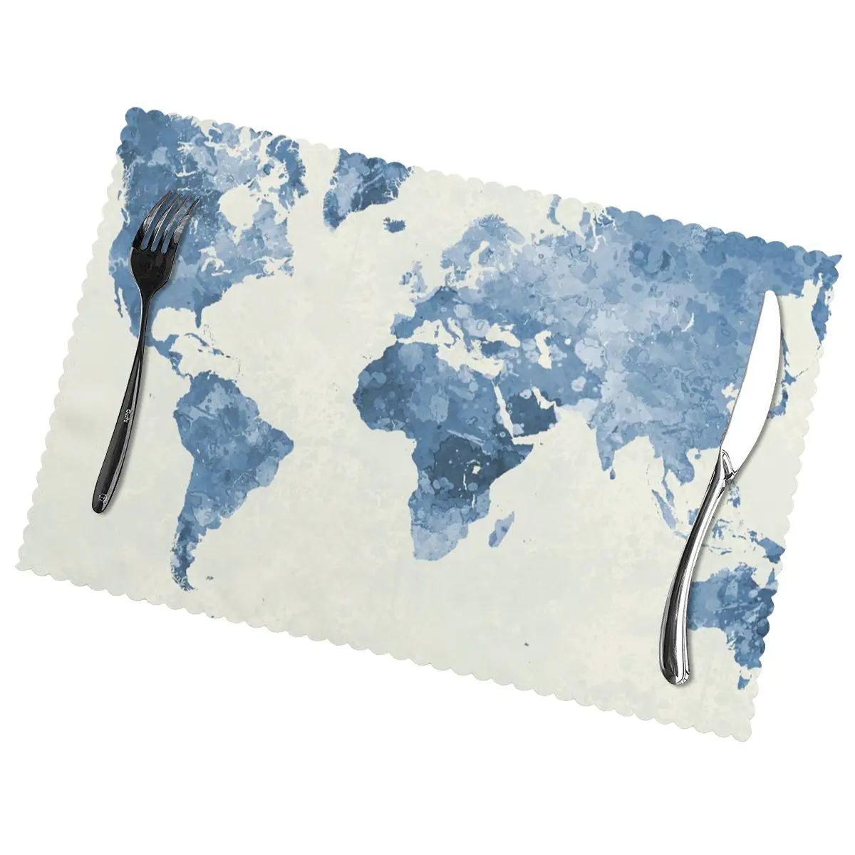 

World Map Non-Slip Insulation Place Mats for Kitchen Dining Table Washable Placemats Bowl Coaster Cup Mat Set of 6