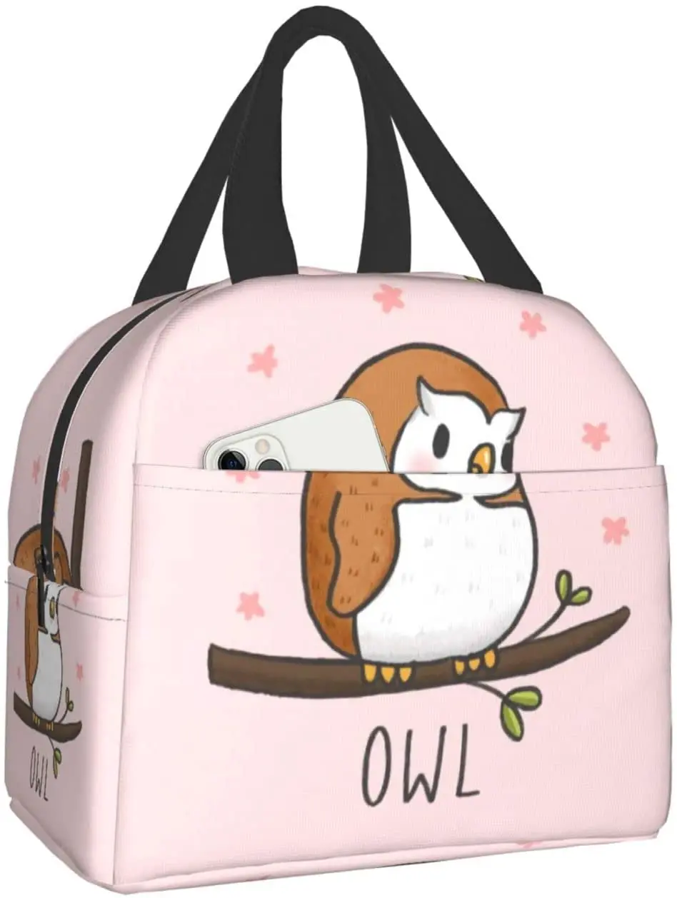 

Cute Owl Cartoon Lunch Bag Waterproof Insulated Reusable Meal Bag Lunch Box Container Daily Use Outdoor Work School Beach