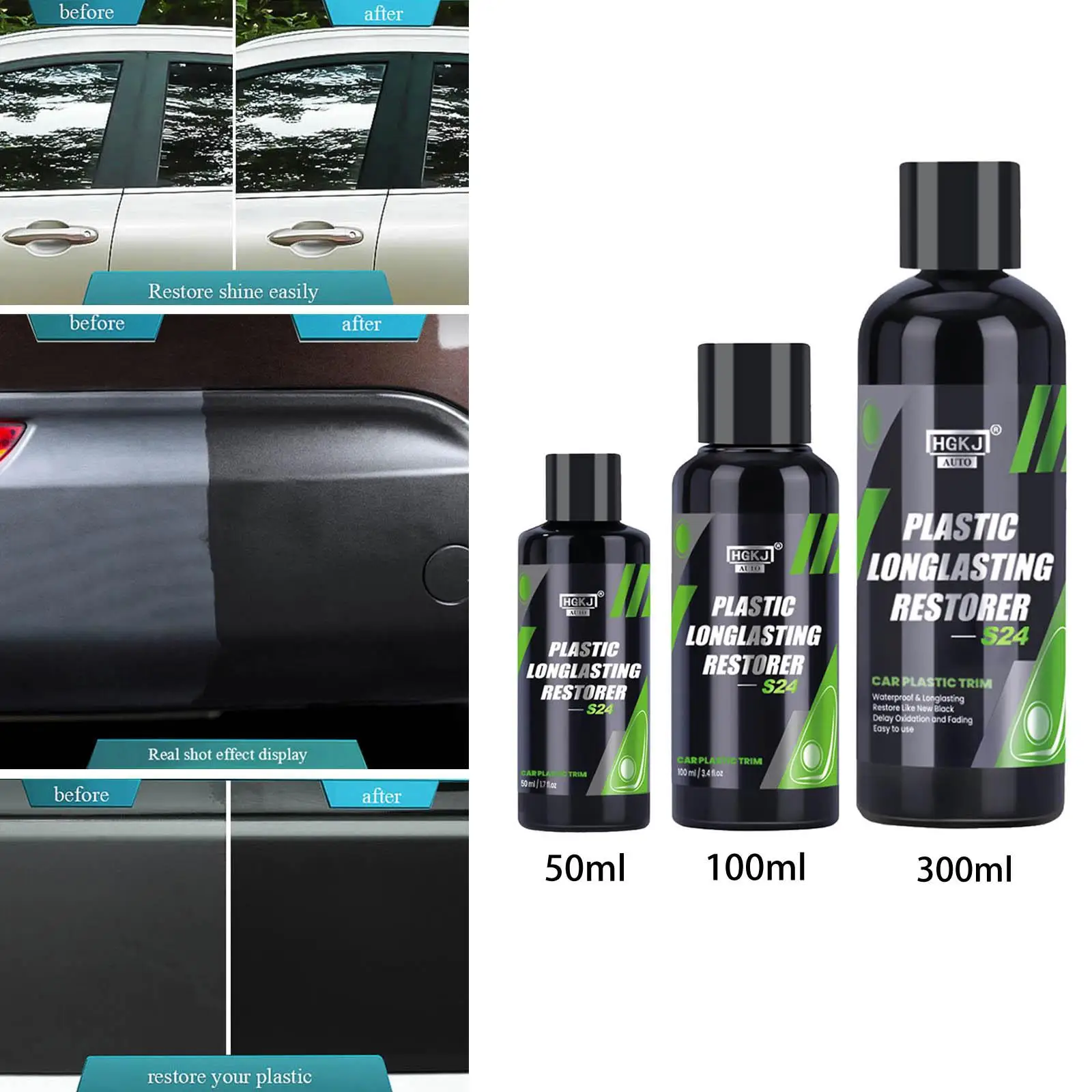 

S24 Restorer Hydrophobic Instant Black Cleaner Liquid Coating for Parts Car Detailing Door Frames Tires Agent