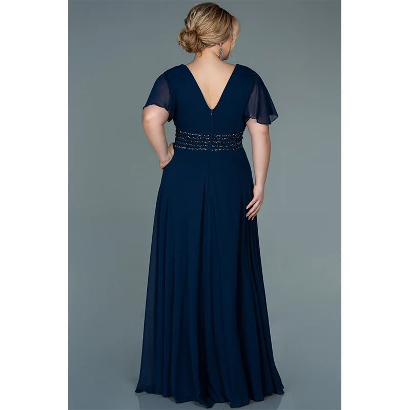 2023 Plus Size V Neck Evening Dress 4XL5XL Chiffon Wine Red Masonry Maxi Long Wedding Banquet Plus Size Evening Dress