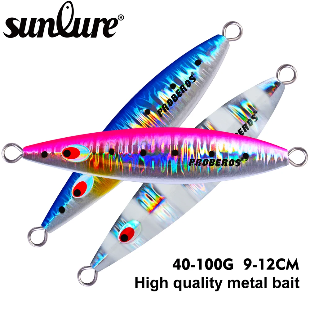 

Sunlure 1PC Slow Jigging Lure 40g-60g-80g-100g Metal Jig Fishing Lure Artificial Fish Hard Wobblers Fishing Tackle