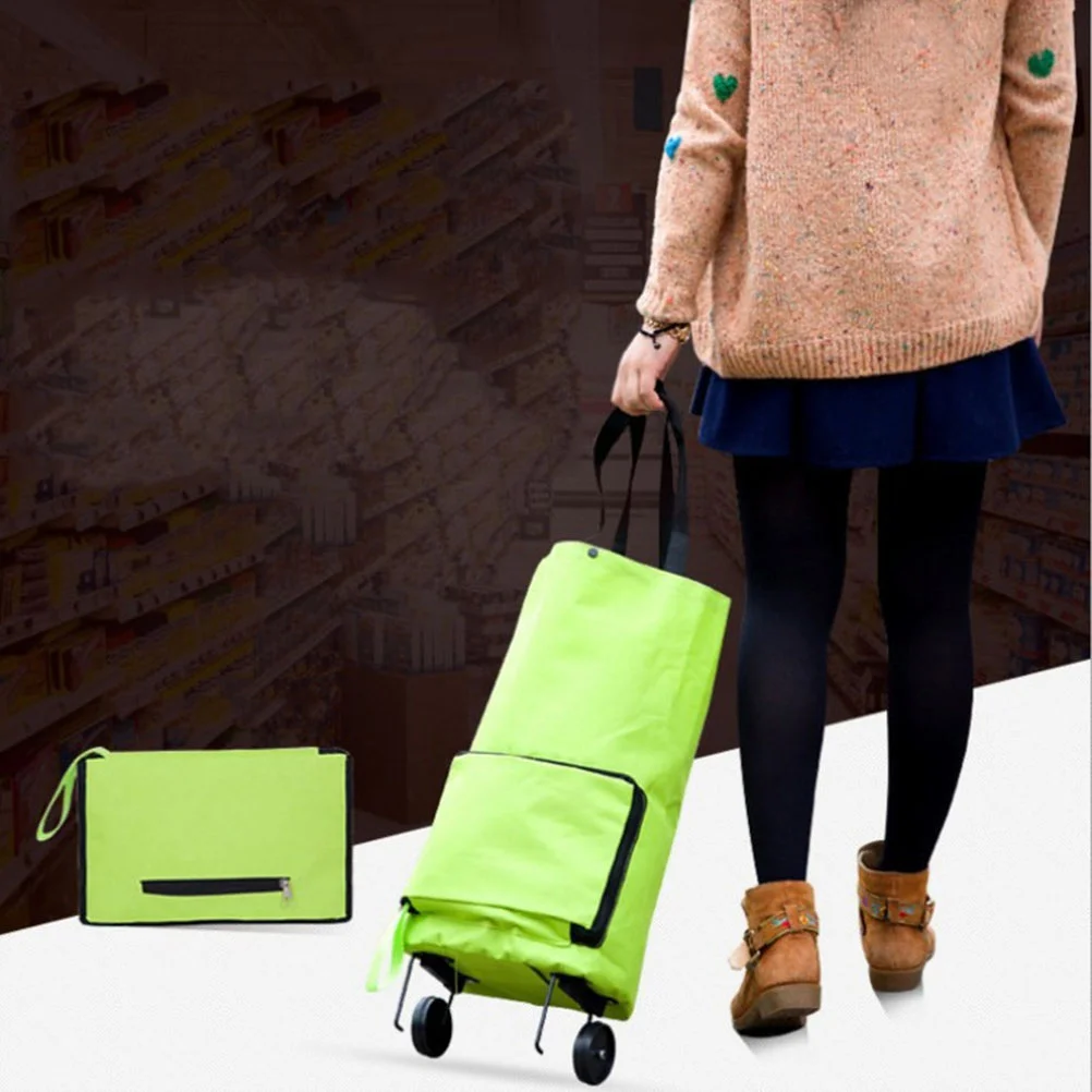 

Tote Bag Oxford Cloth Grocery Folding Shopping Cart Wheels Collapsible Tugboat Dollies Pulling Market Trolley