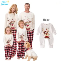 2021 christmas family pajamas setdeer adult kid family matching clothes toppants xmas sleepwear pjs set baby romper