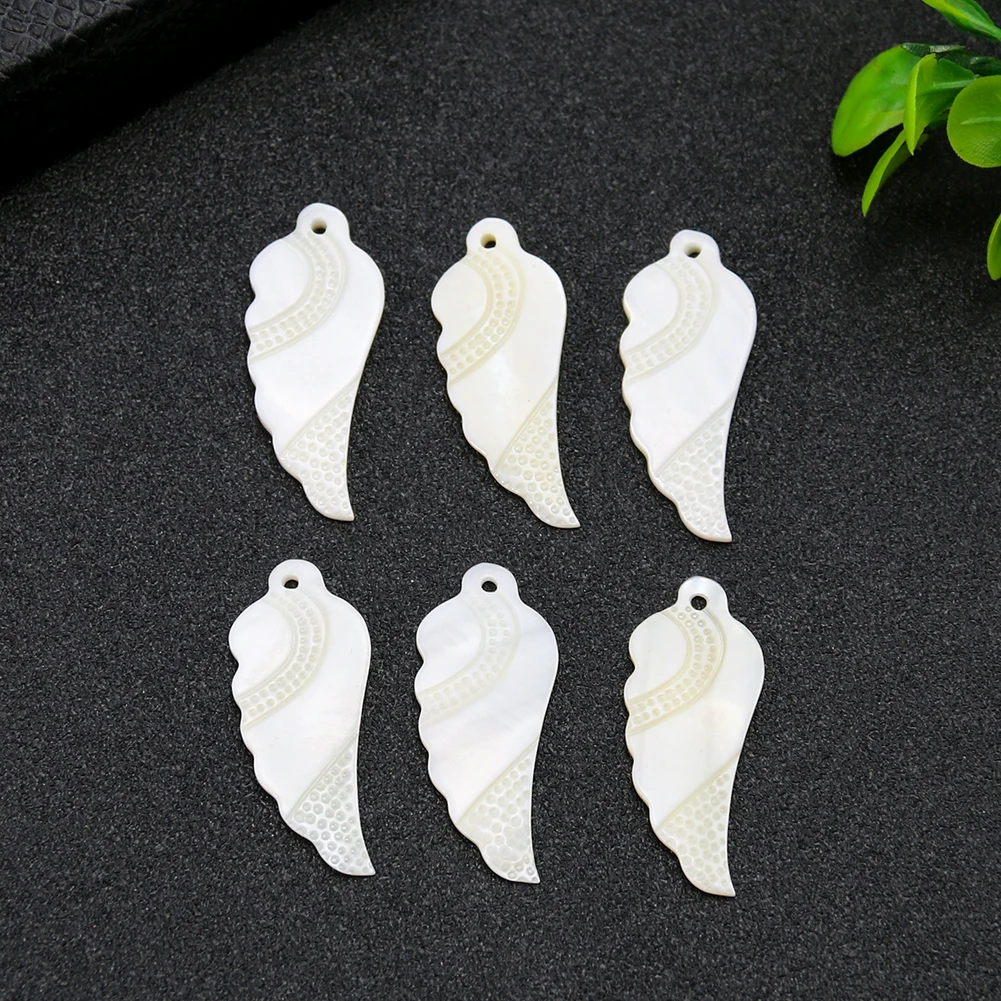 

A Pair Natural Shell Carved Wings Pendant Earrings Necklace Hairpin Brooch DIY Handmade Handicraft Jewelry Making Accessories