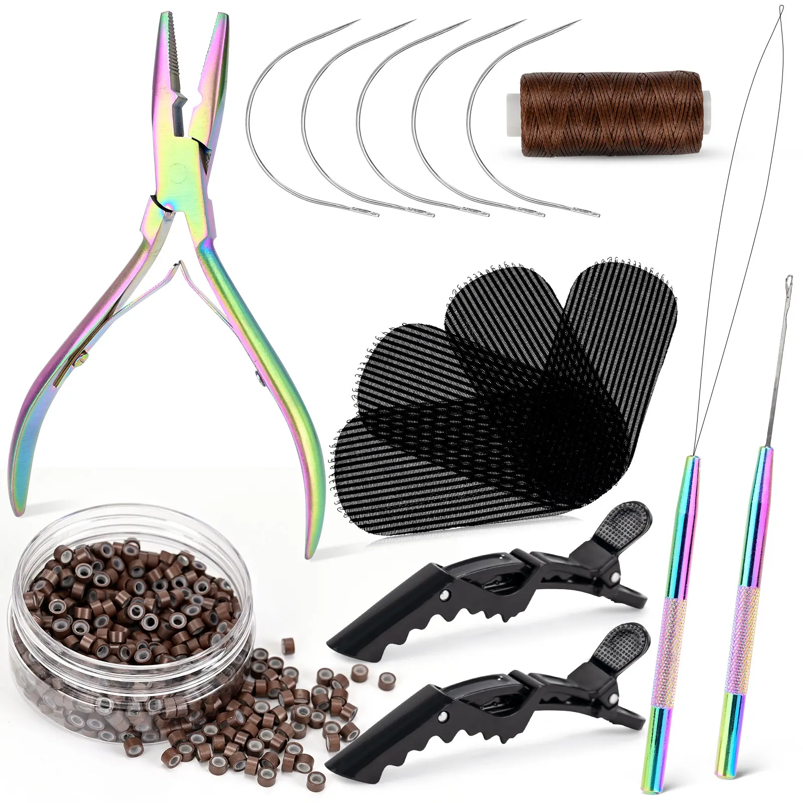 EHDIS Silicone Micro Link Beads Needle Pulling Hook I-Tip Opener Closer Pliers For Hair Wigs Braiding Extension Hairstylist Tool
