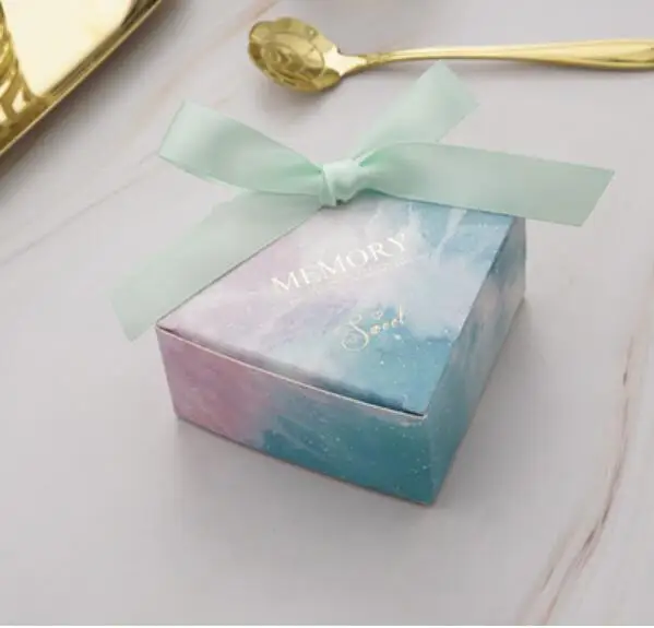 

100pcs Creative Galaxy Sky Diamond Style Wedding Favors Candy Boxes Party Supplies Chocolate Box Gift Box Sugar Bag