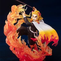 demon slayer anime figures rengoku kyoujurou fire dragon scene model collect surroundings desktop ornament xmas gift doll pvc