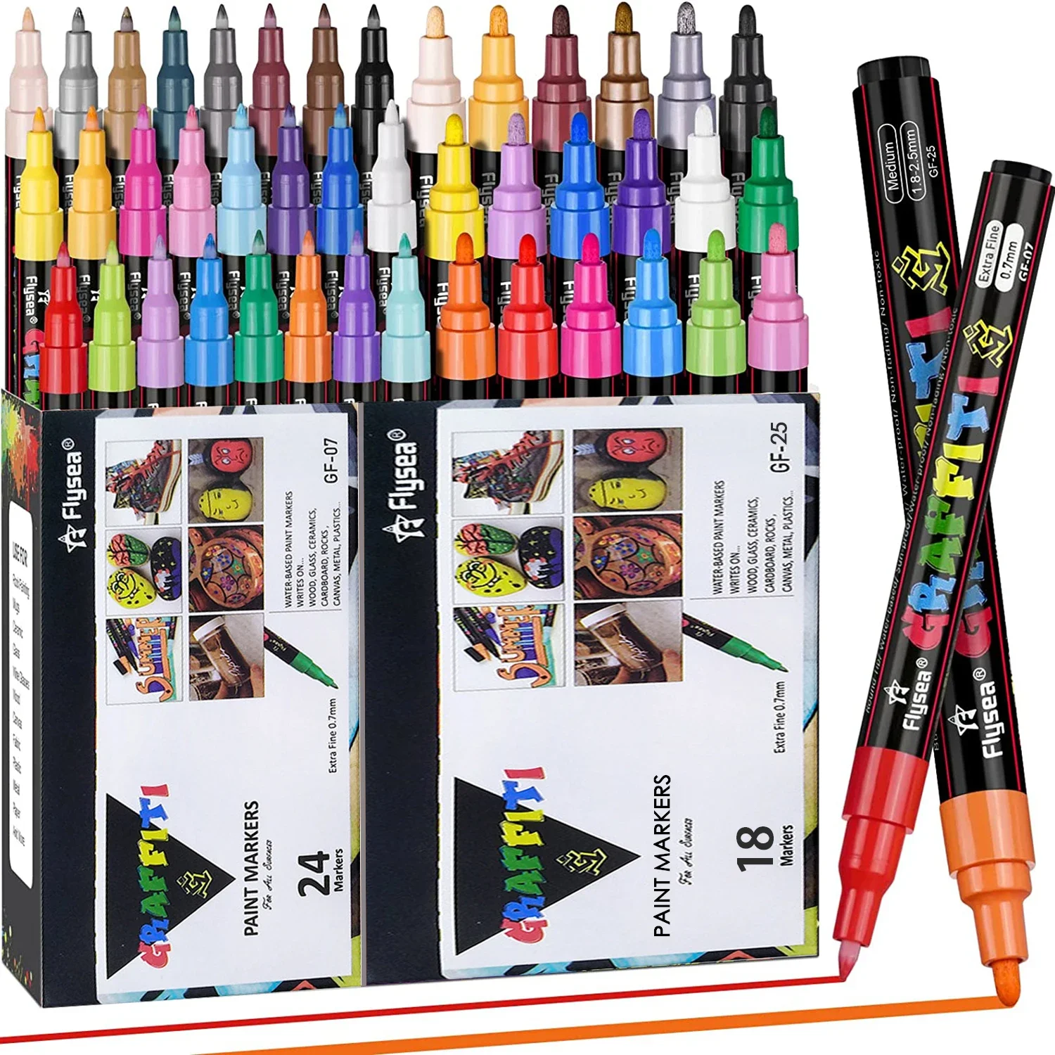

Premium Acrylic Paint Marker Pens Long Lasting Paint Pens with Extra Fine and Medium Tip, Paint Art Markers Set for Rock, Wood