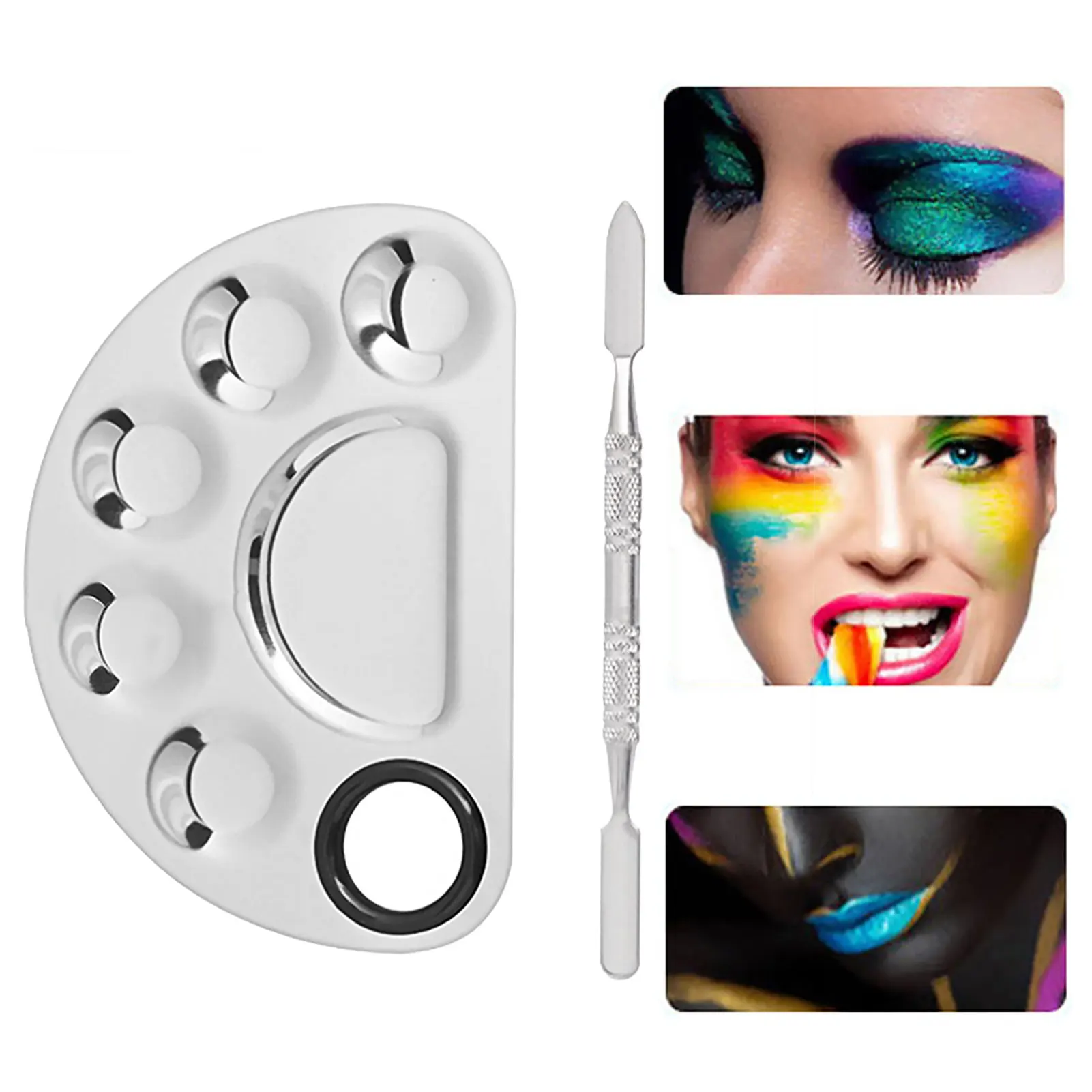 

Stainless Steel Cosmetic Makeup Plate Stainless Steel Makeup Palette Cosmetic Palette With Color-Stick Tool Makeup Art Tool
