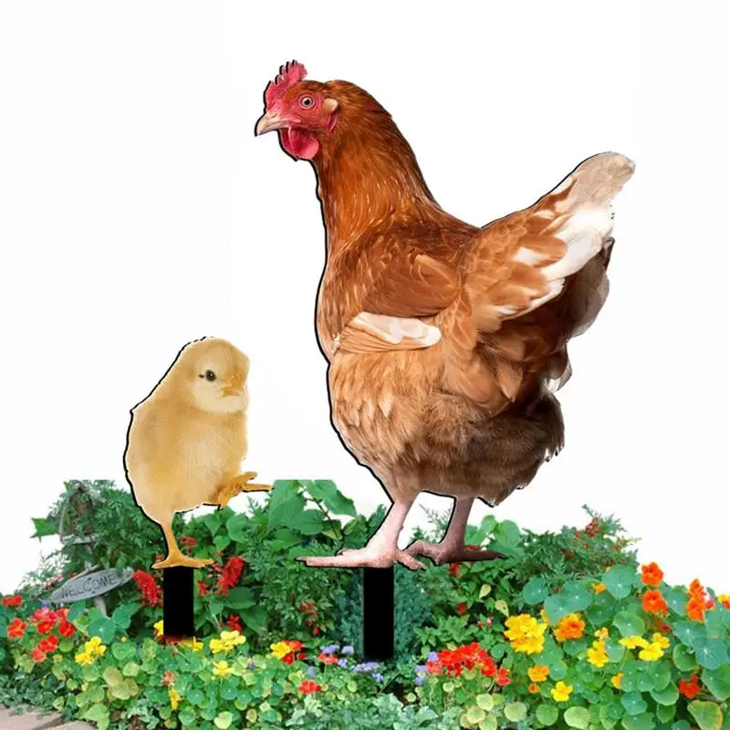 

Chicken Stakes For Yard Acrylic Waterproof Sun Resistant Hen Garden Stakes Portable Yard Art For All Seasons Colorful Garden Art
