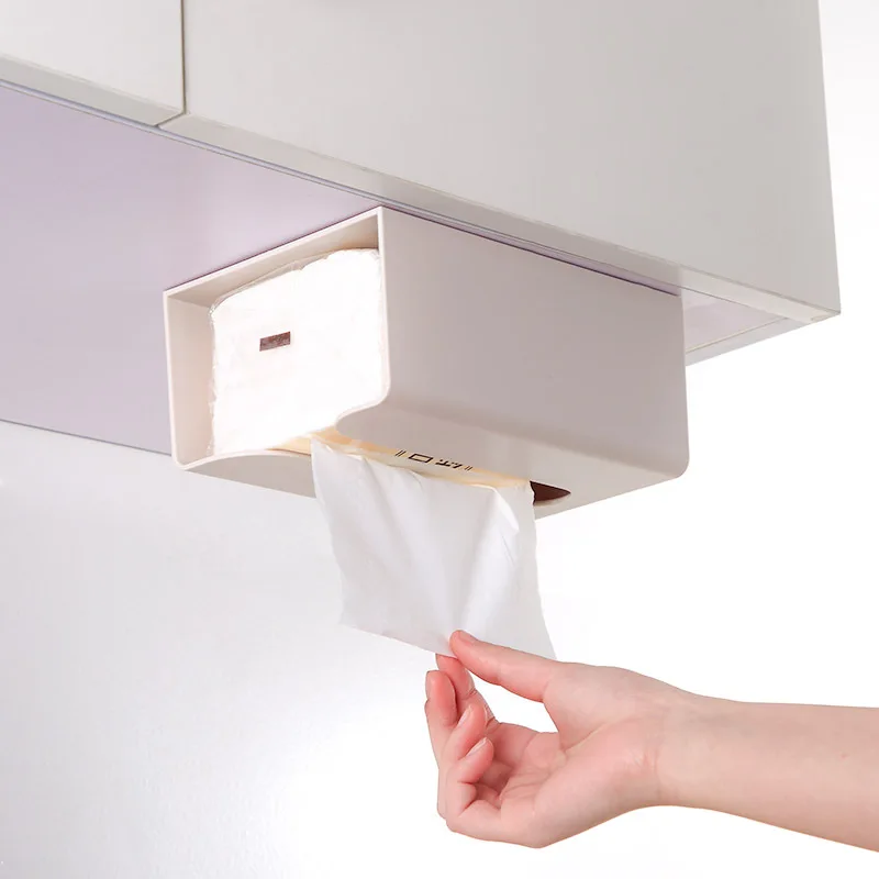 

New White Punch-free Tissue Boxes Organizing Plastic Boxes Wall-mounted Closet Organizer Home Tissue Organizer