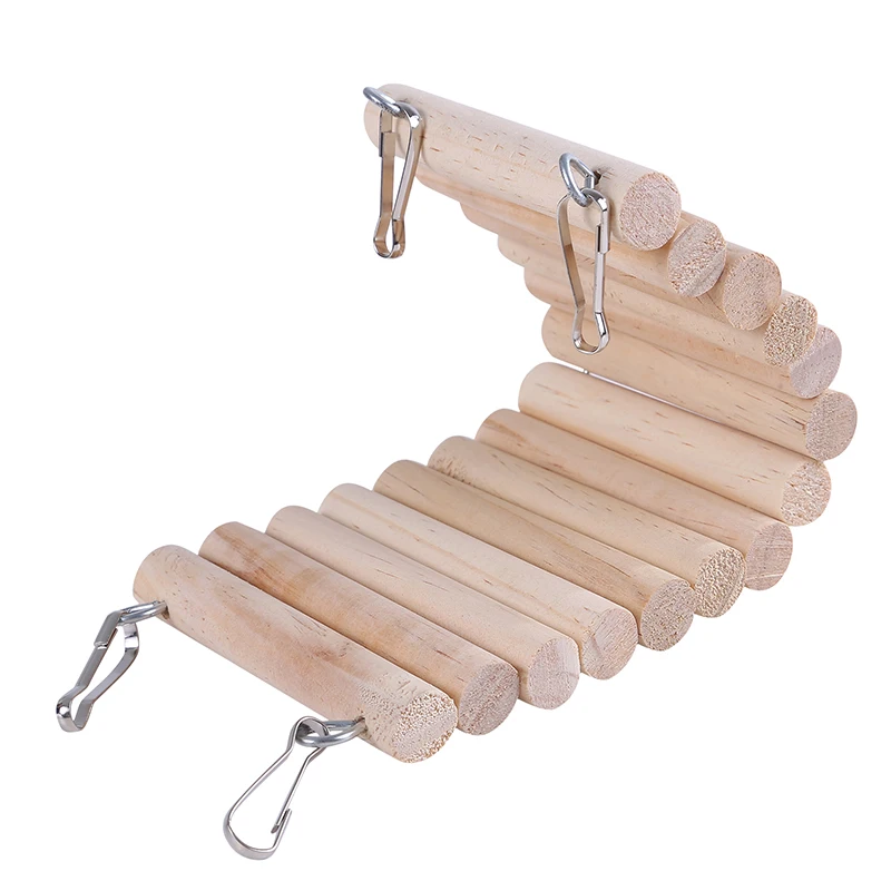 

Wooden Parrot Bird Ladder Climbing Ropeway Hamster Toy Pet Training Round Boardwalk Parrot Boardwalk Parrot Toy Bird Toy Colored