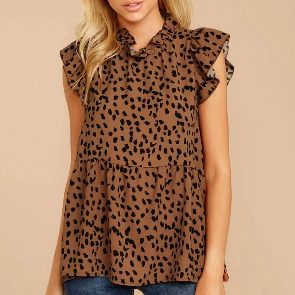 

Топ женский, с оборками, без рукавов, в горошек, свободный покрой, с большим подолом