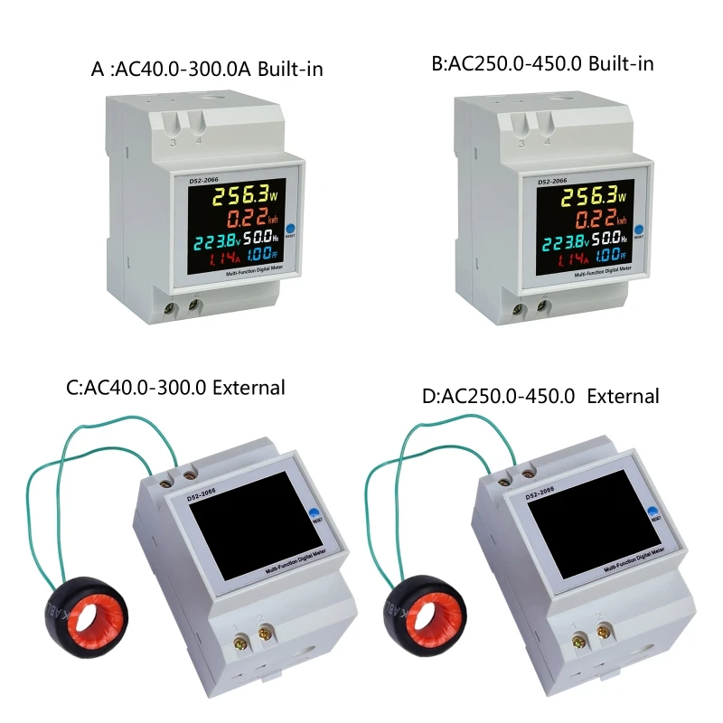 

Din Rail LCD Digital Voltmeter Voltage Current Power Wattmeter Electric Energy kWh Meter Frequency Volt Amp Monitor